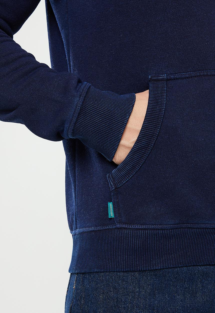 Superdry. - Vintage logo emb hood - dark indigo
