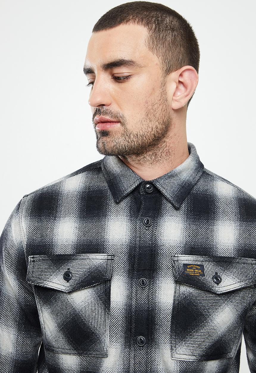 Superdry. - Wool miller overshirt - black onyx check