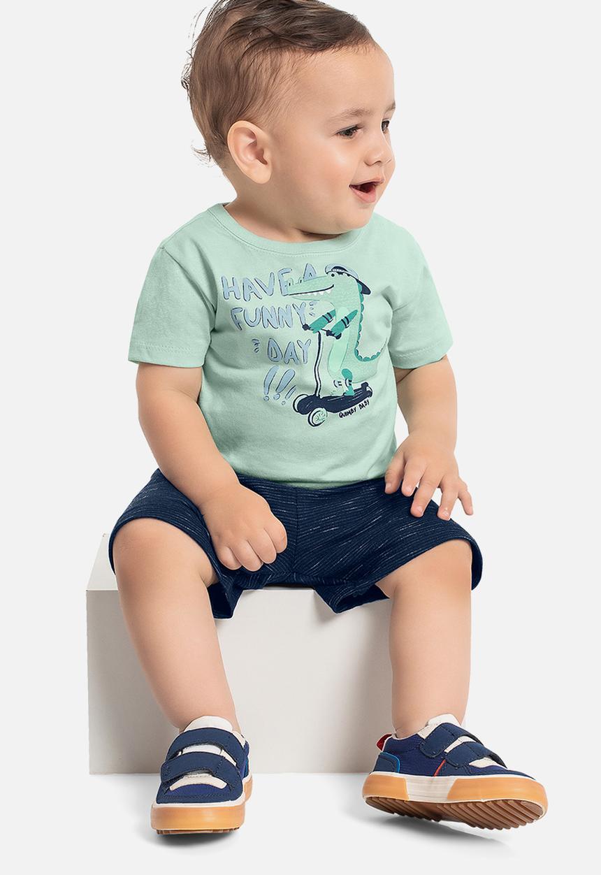 Quimby - Jersey tee and sweat bermuda - light green