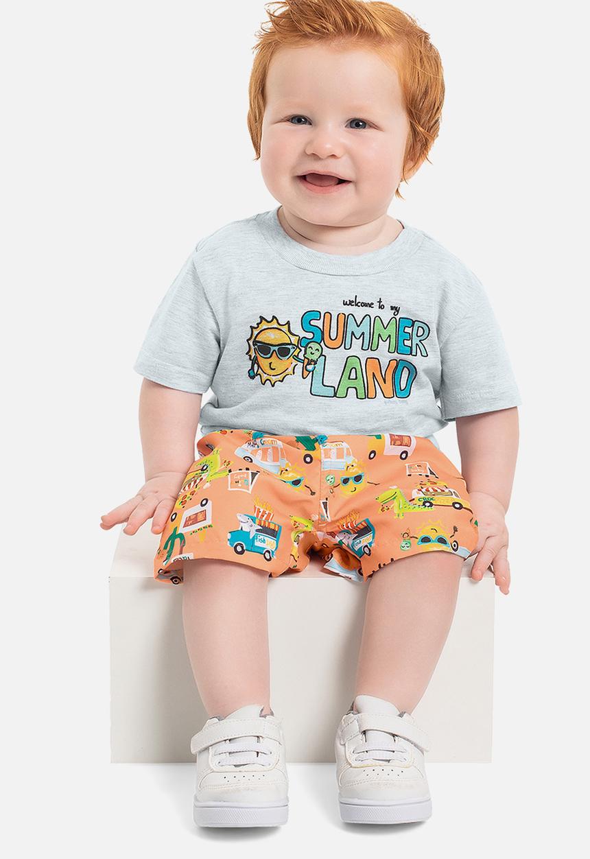 Quimby - T-shirt and microfiber bermuda - grey