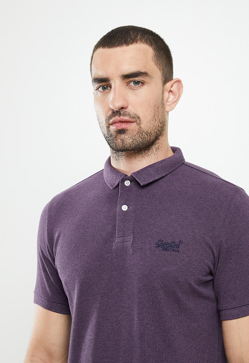 Superdry. - Classic short sleeve polo - vintage smoke purple marle