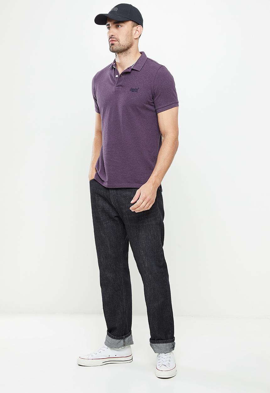 Superdry. - Classic short sleeve polo - vintage smoke purple marle