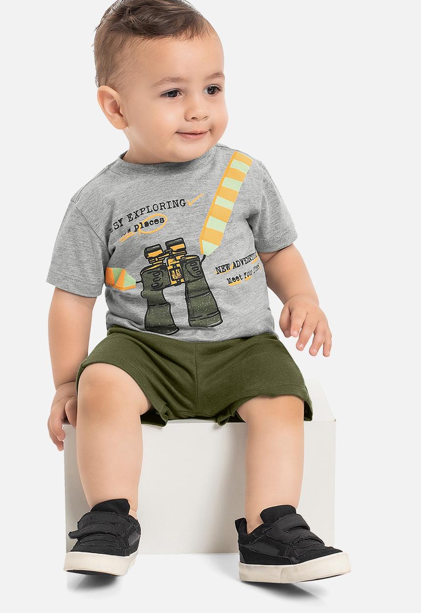 Quimby - T-shirt and sweat bermuda - grey