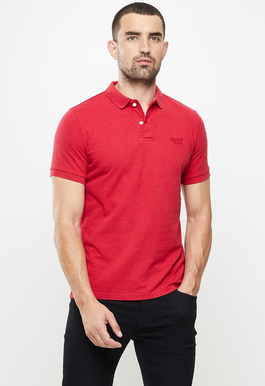 Superdry. - Classic short sleeve polo - hike red marle