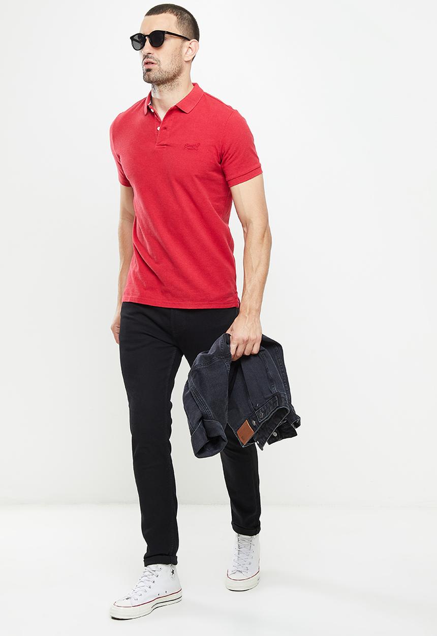 Superdry. - Classic short sleeve polo - hike red marle