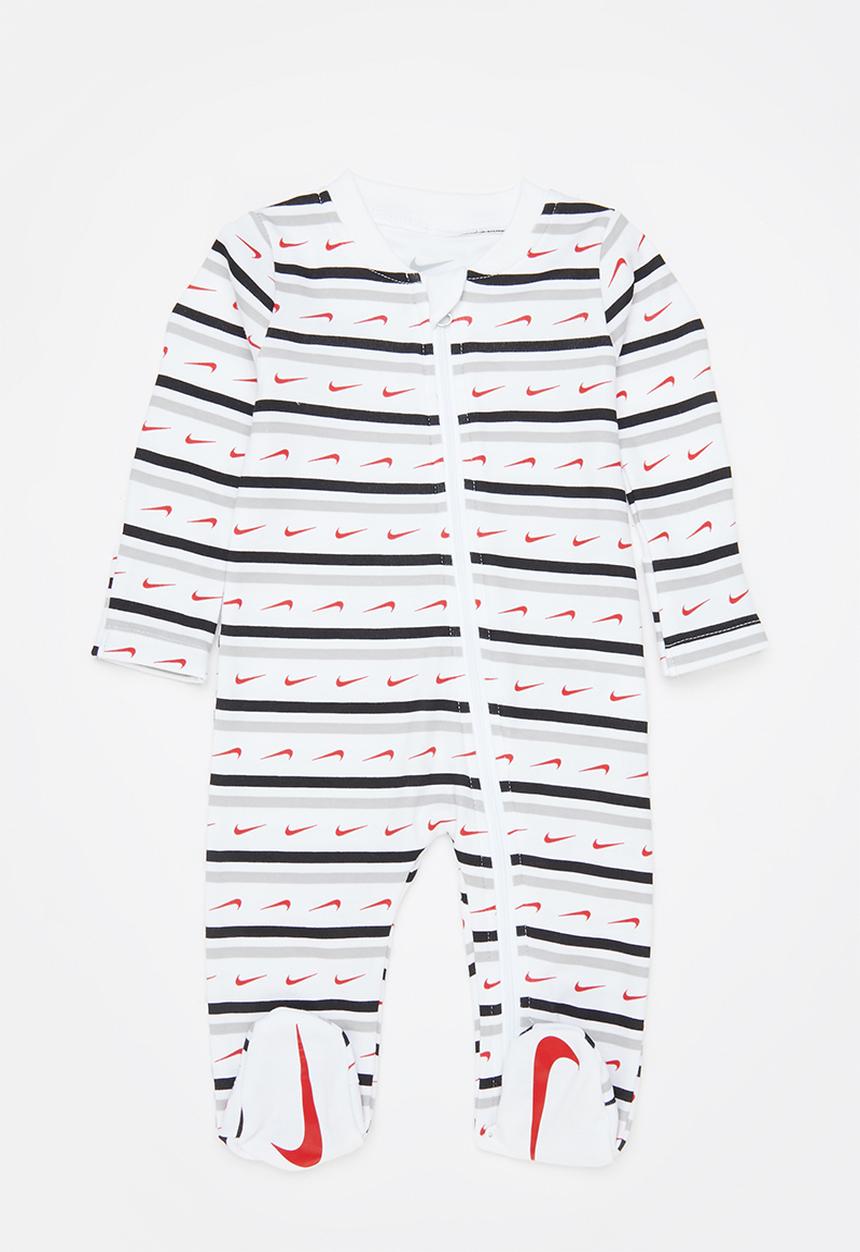 Nike - Swoosh stripe footed coverall - white & black