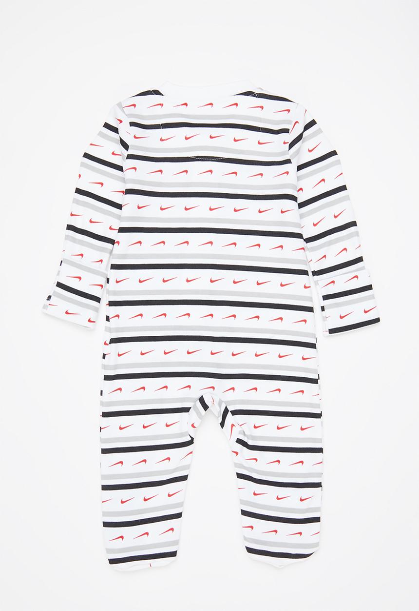 Nike - Swoosh stripe footed coverall - white & black