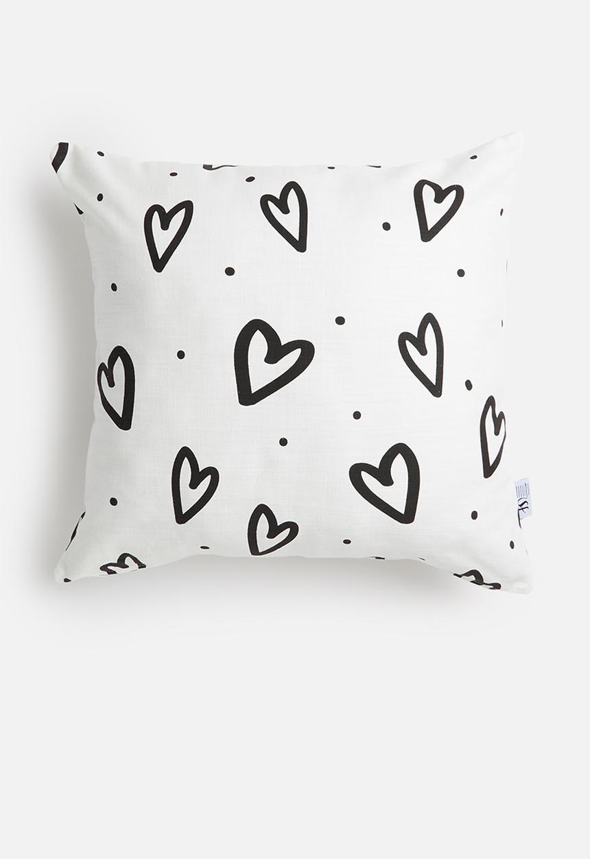 Sixth Floor - Heartspace cushion cover - white & black