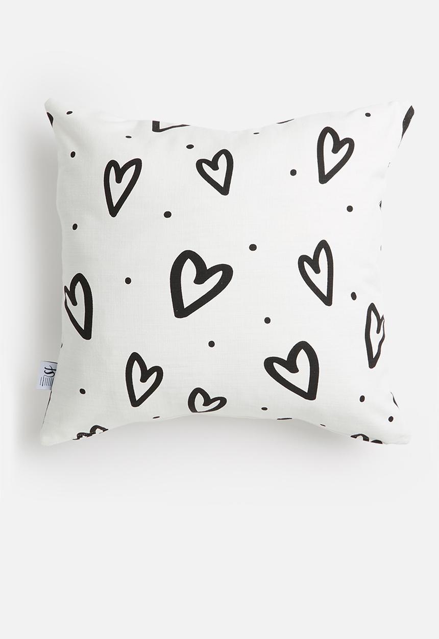 Sixth Floor - Heartspace cushion cover - white & black