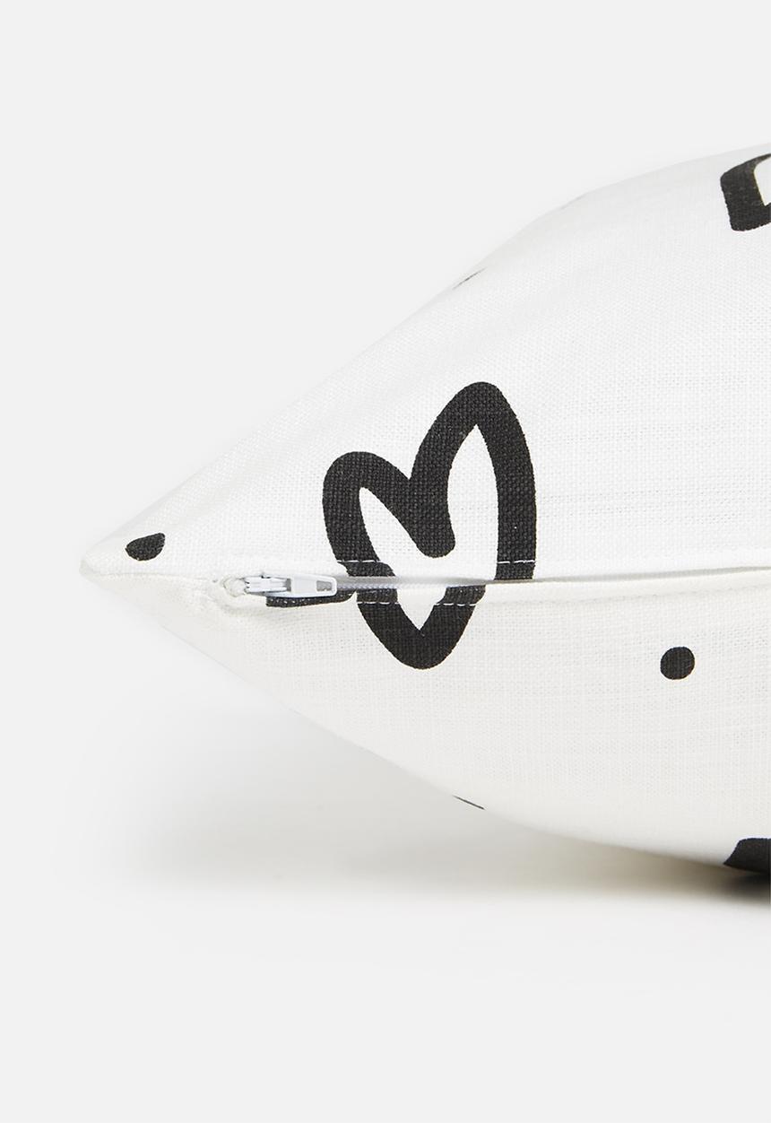 Sixth Floor - Heartspace cushion cover - white & black