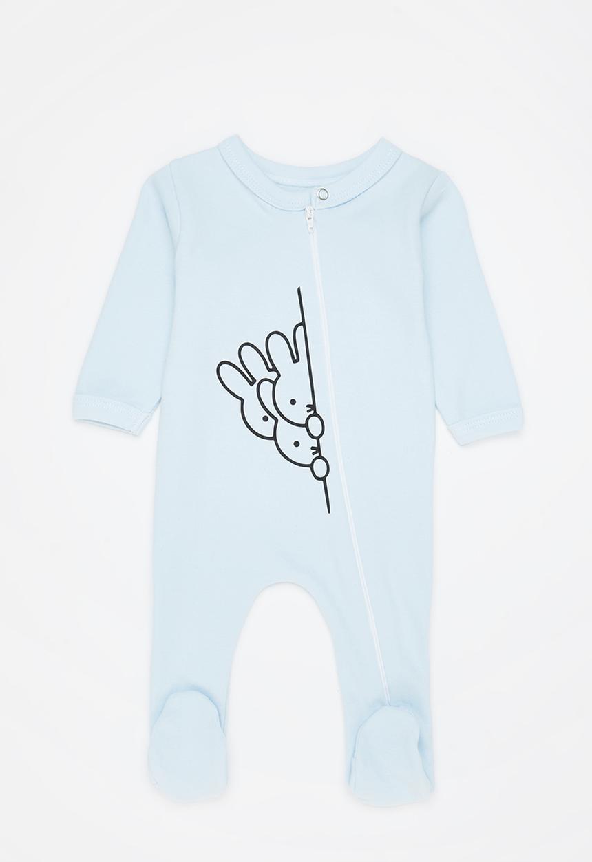 Little Lumps - Peeping bunnies zip babygro - blue