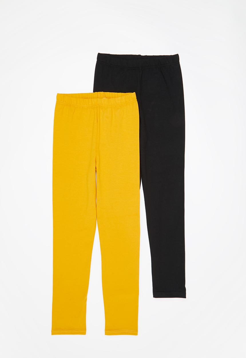 Rebel Republic - Girls 2 pack legging - yellow & black