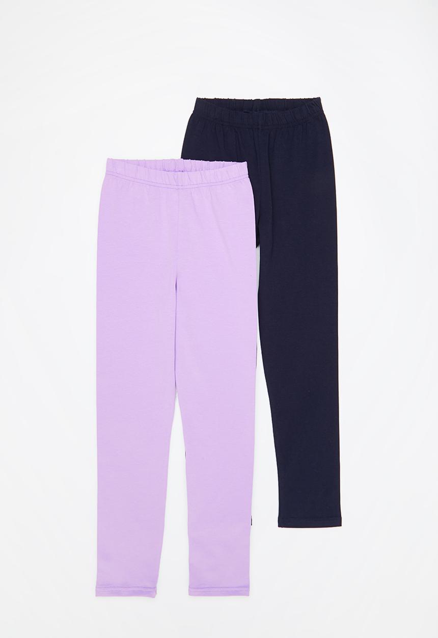 Rebel Republic - Girls 2 pack legging - purple & navy 