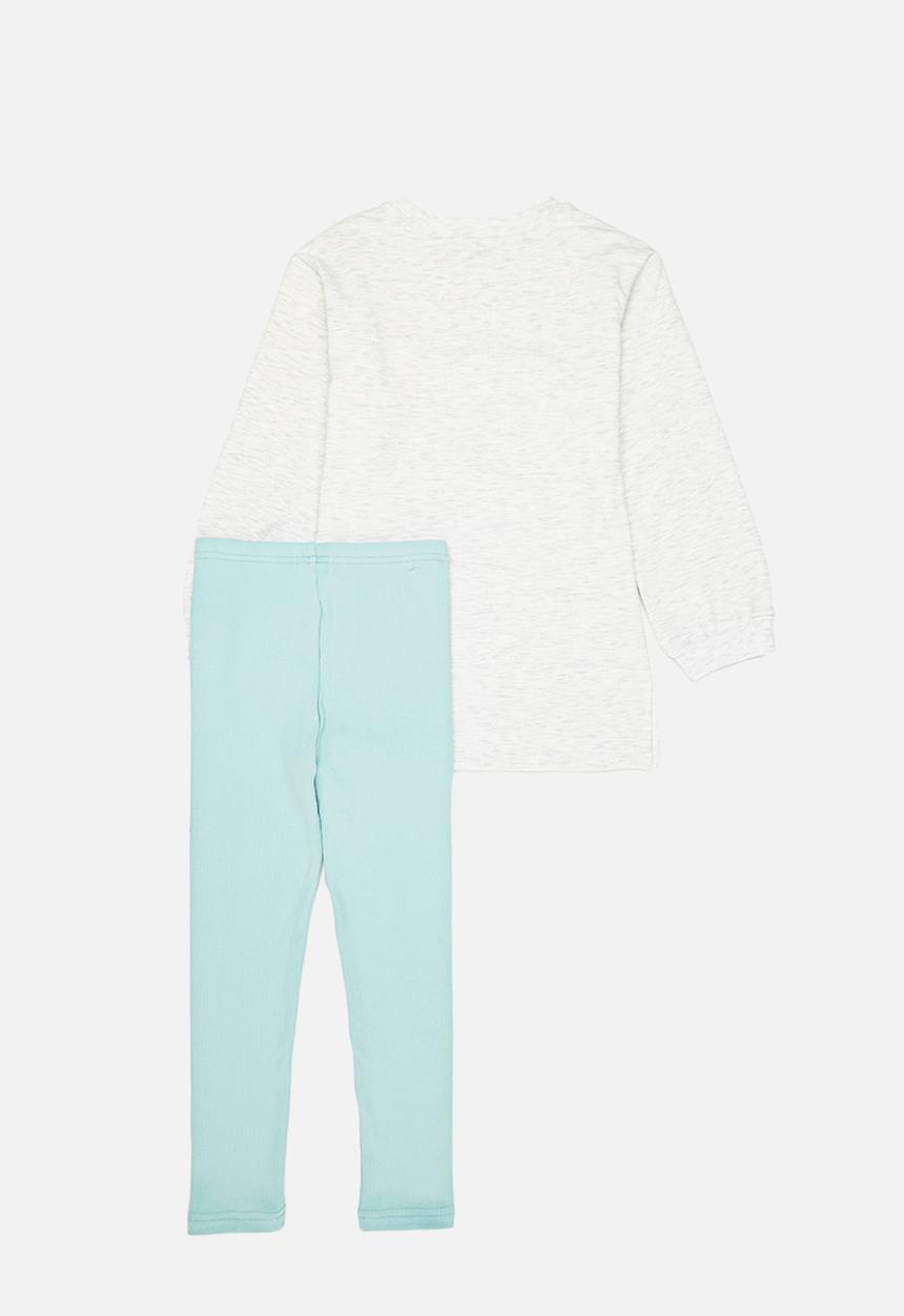 Superbalist Kids - Long length sweat top and legging set - milk & aqua