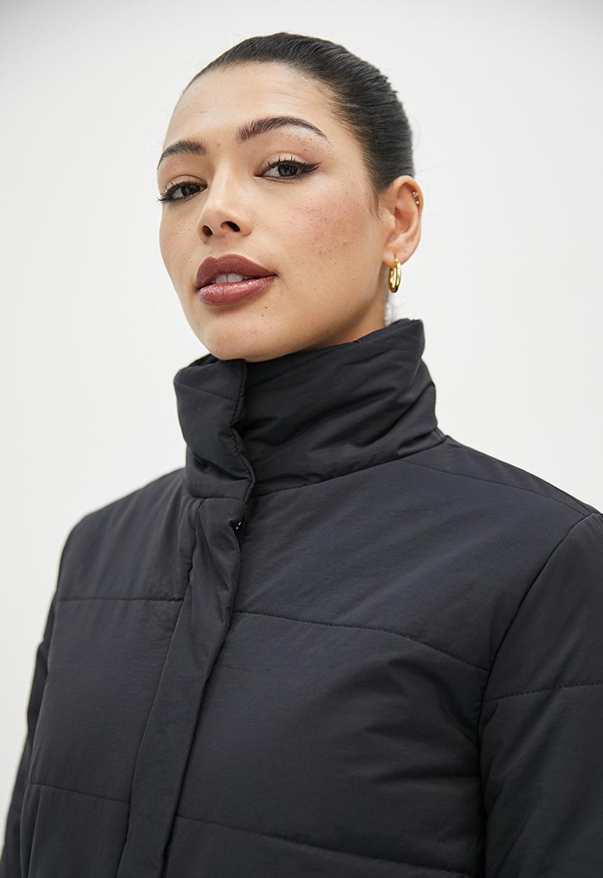 edit - Belted quilted puffer jacket - black
