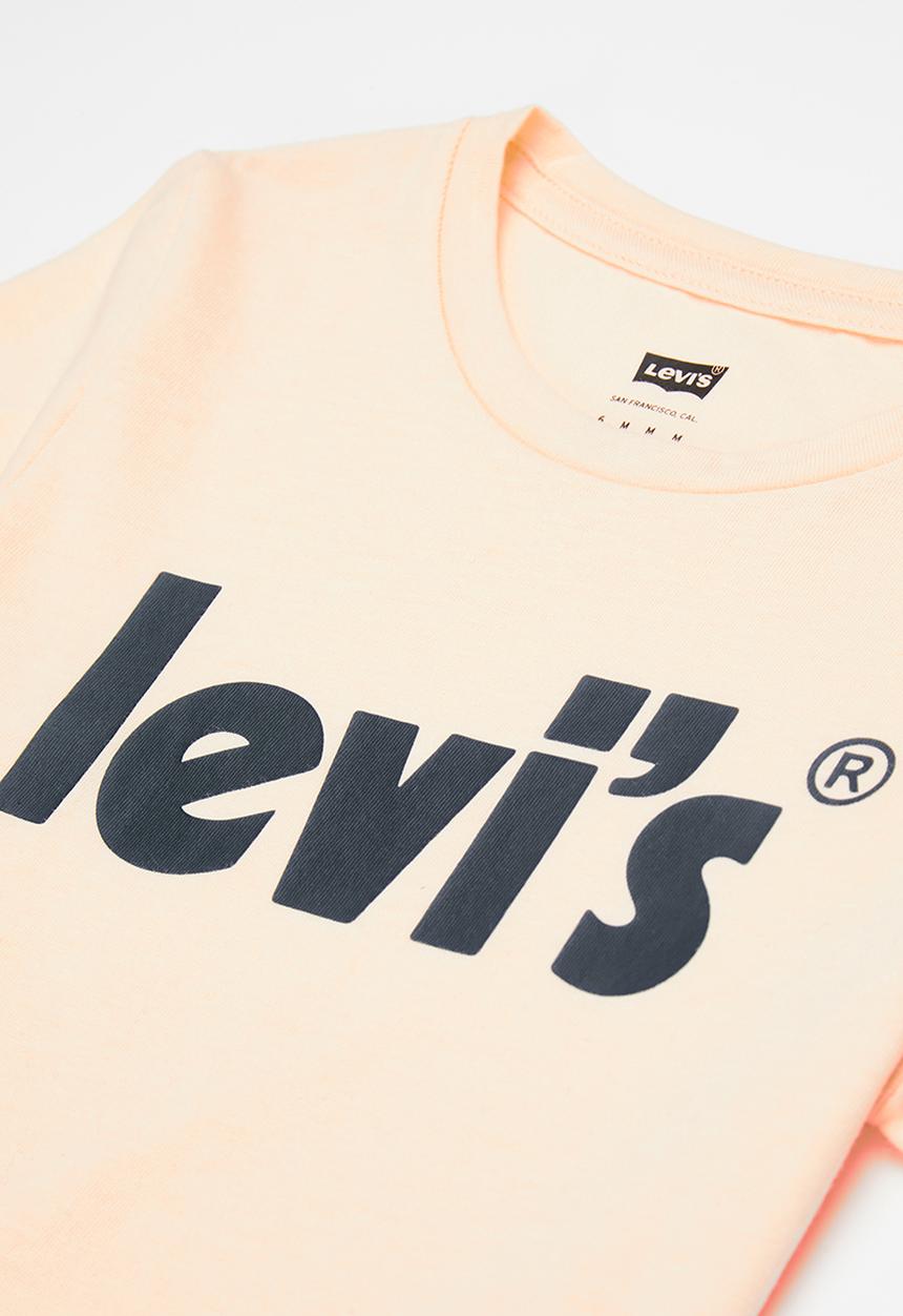 Levi’s® - Levi's girls basic tee shirt with poster - pale peach