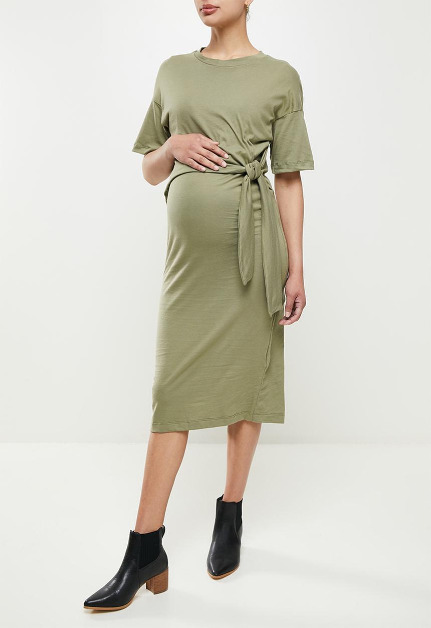 edit Maternity - Maternity knot front column dress - fatigue