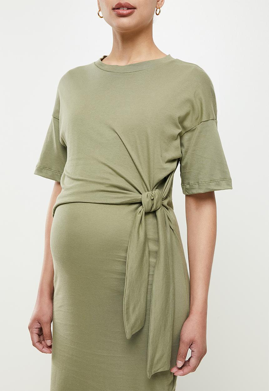 edit Maternity - Maternity knot front column dress - fatigue