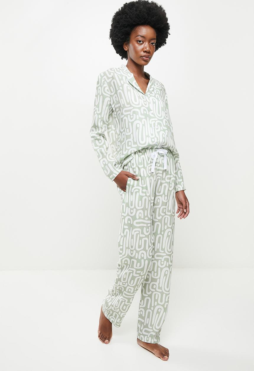 Superbalist - Sleep shirt & pants set - curved lines