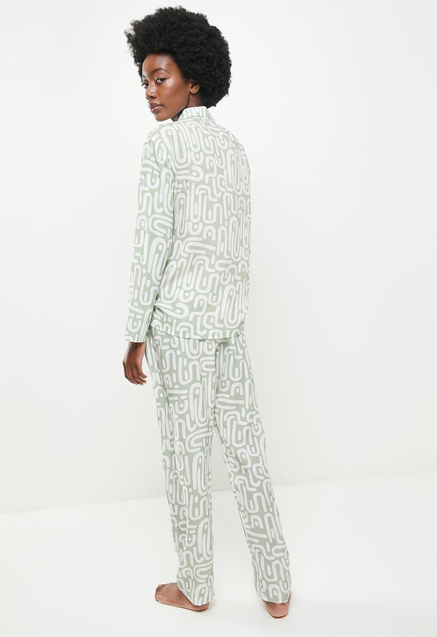 Superbalist - Sleep shirt & pants set - curved lines