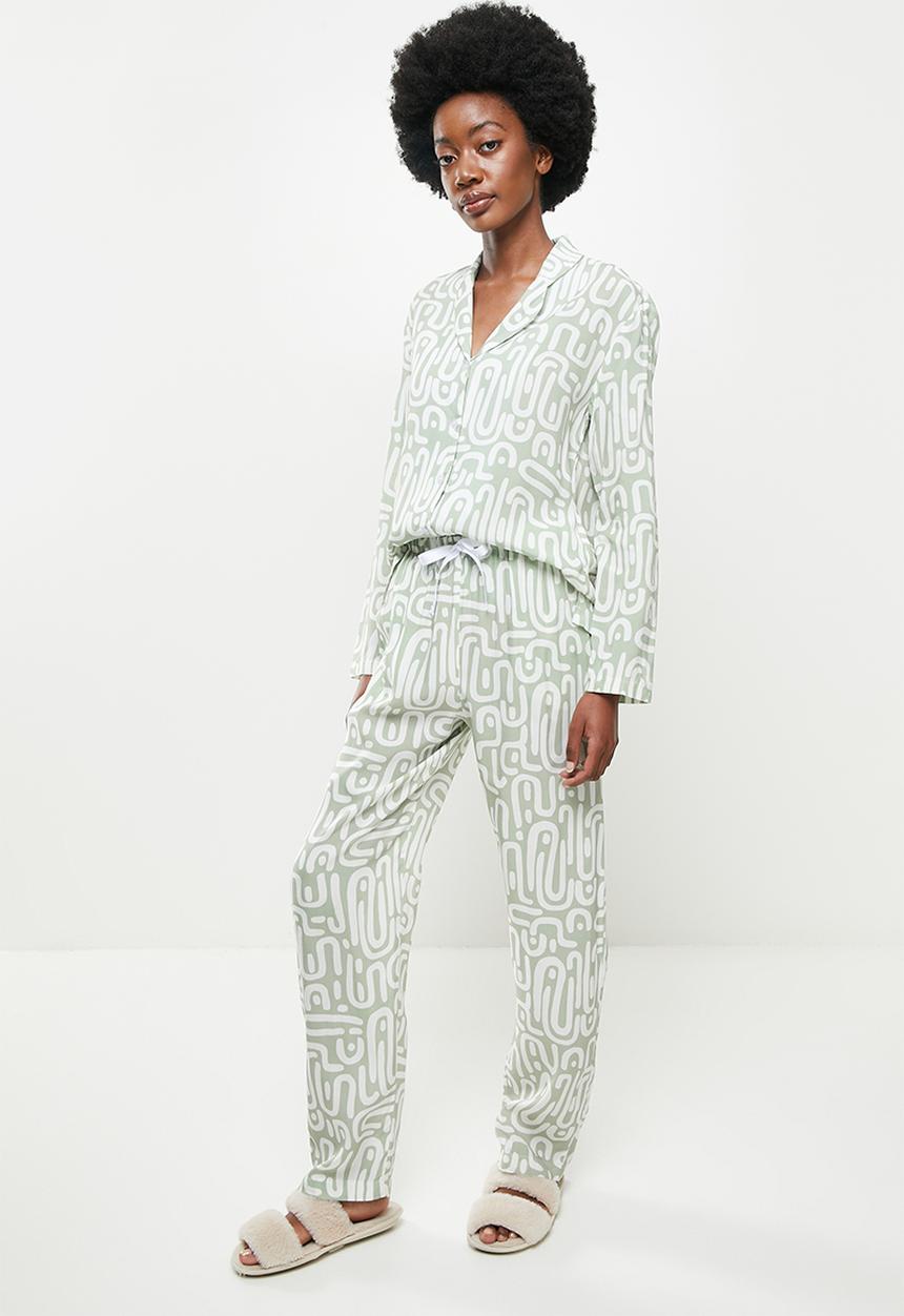 Superbalist - Sleep shirt & pants set - curved lines