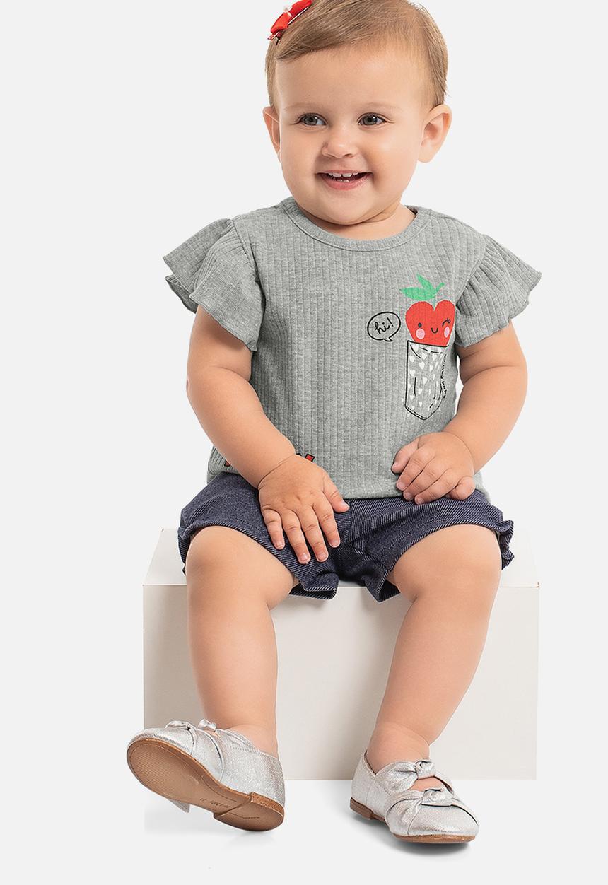 Quimby - Blouse and denim shorts - grey