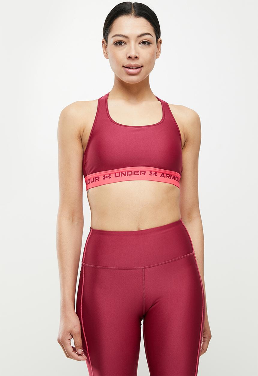 Under Armour - Crossback mid bra - black rose & penta pink
