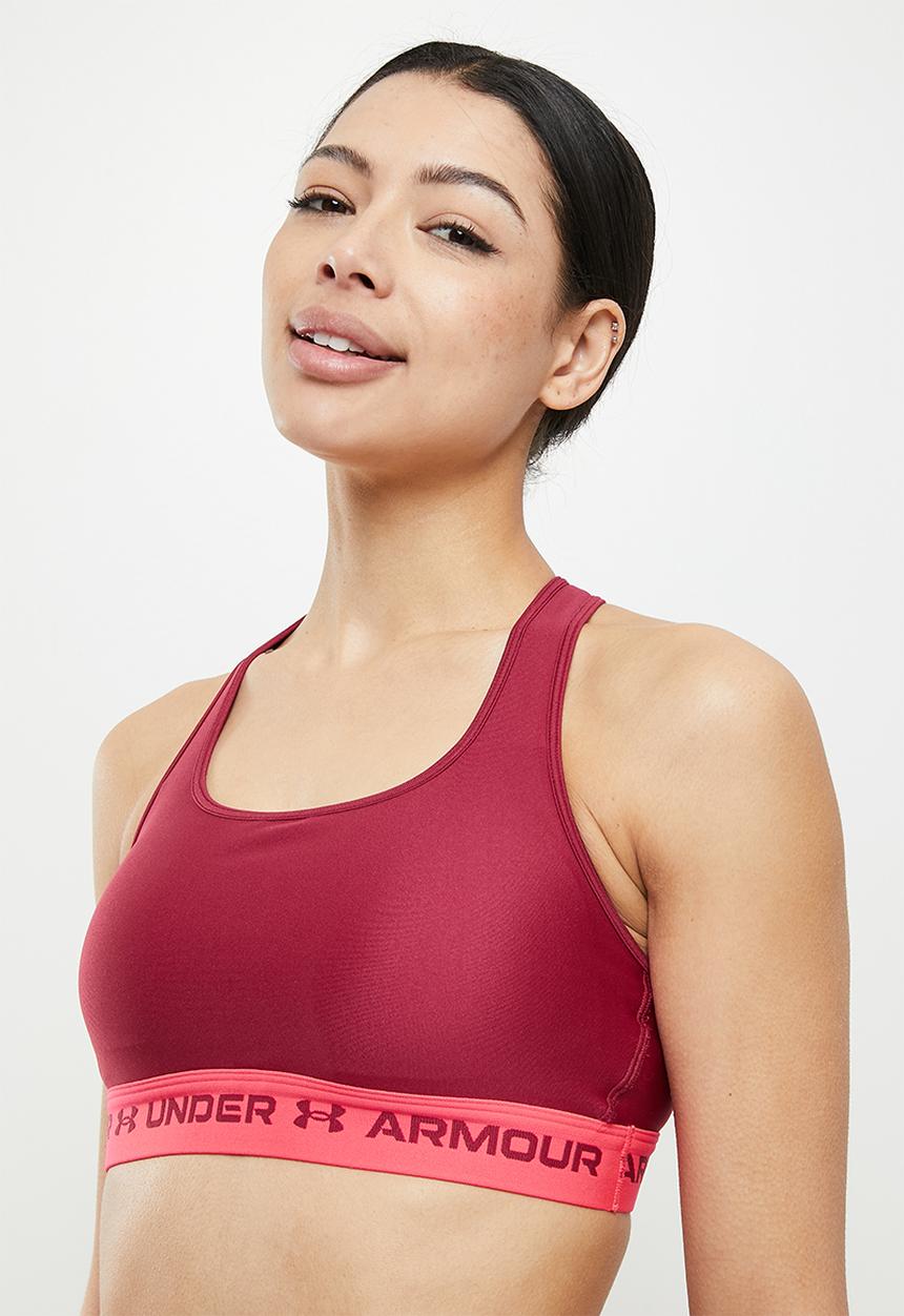 Under Armour - Crossback mid bra - black rose & penta pink