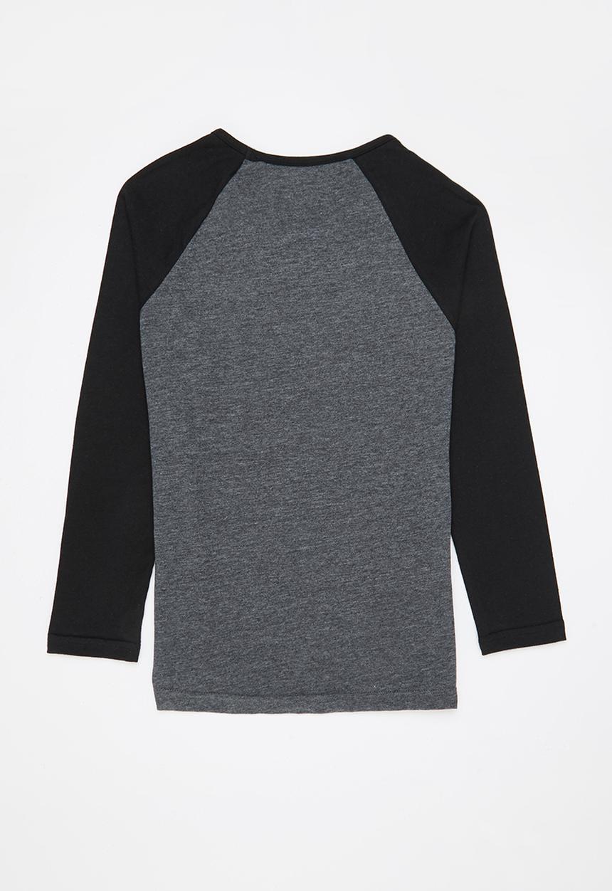 Rebel Republic - Raglan graphic tee - charcoal & black