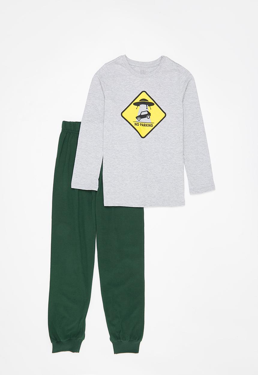 Rebel Republic - Boys top & pants pj set - grey & green
