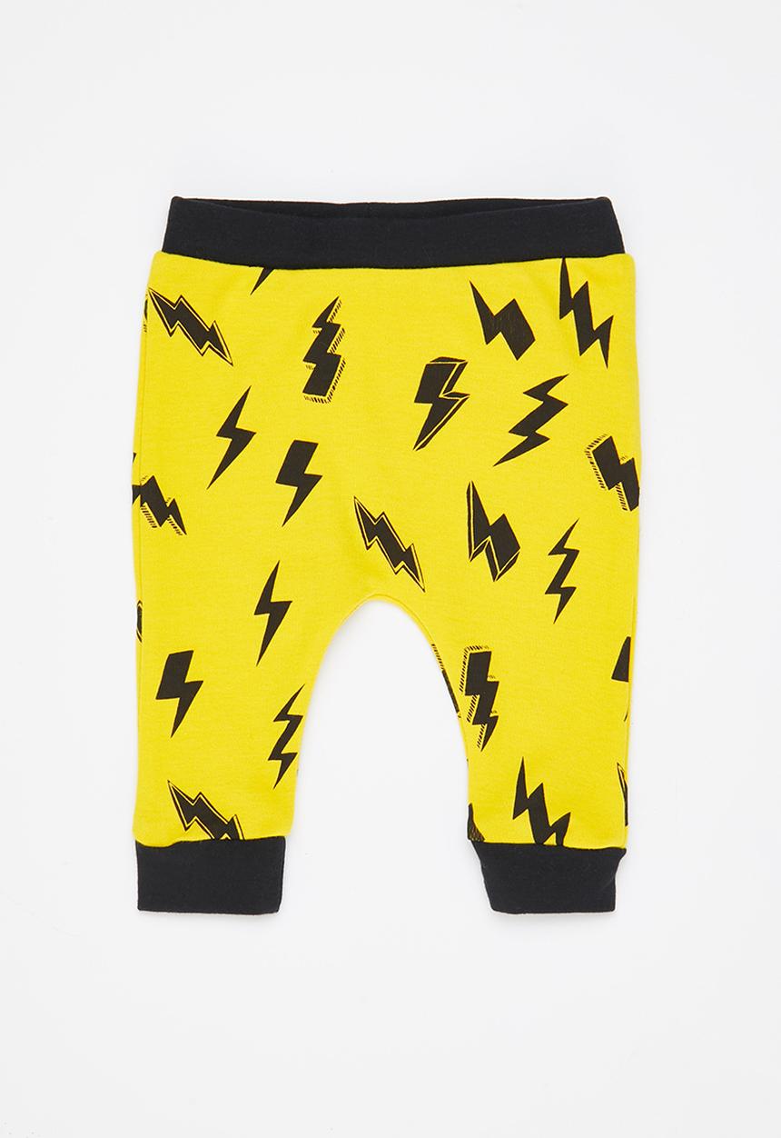 MINOTI - Baby cuff trousers - yellow & black 