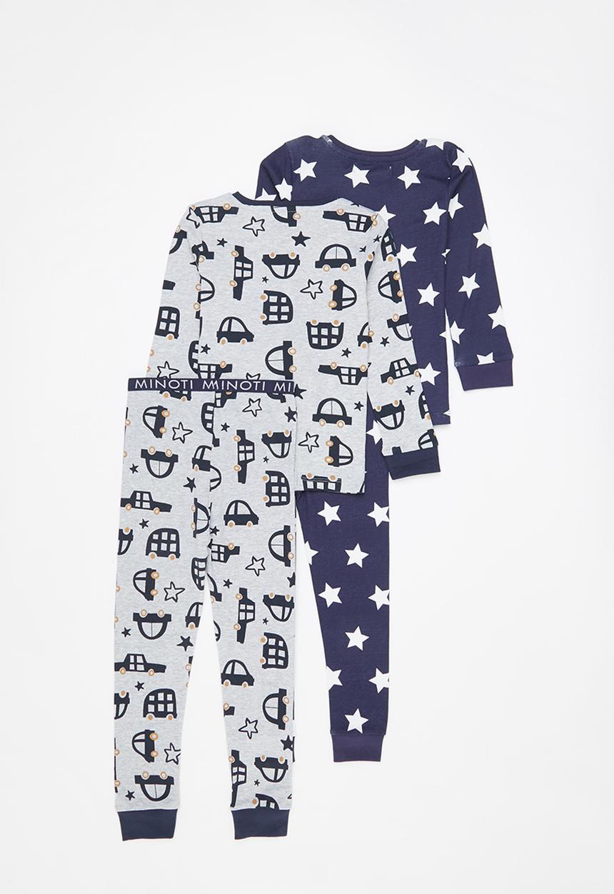 MINOTI - 2 pack star & car pyjama set - multi