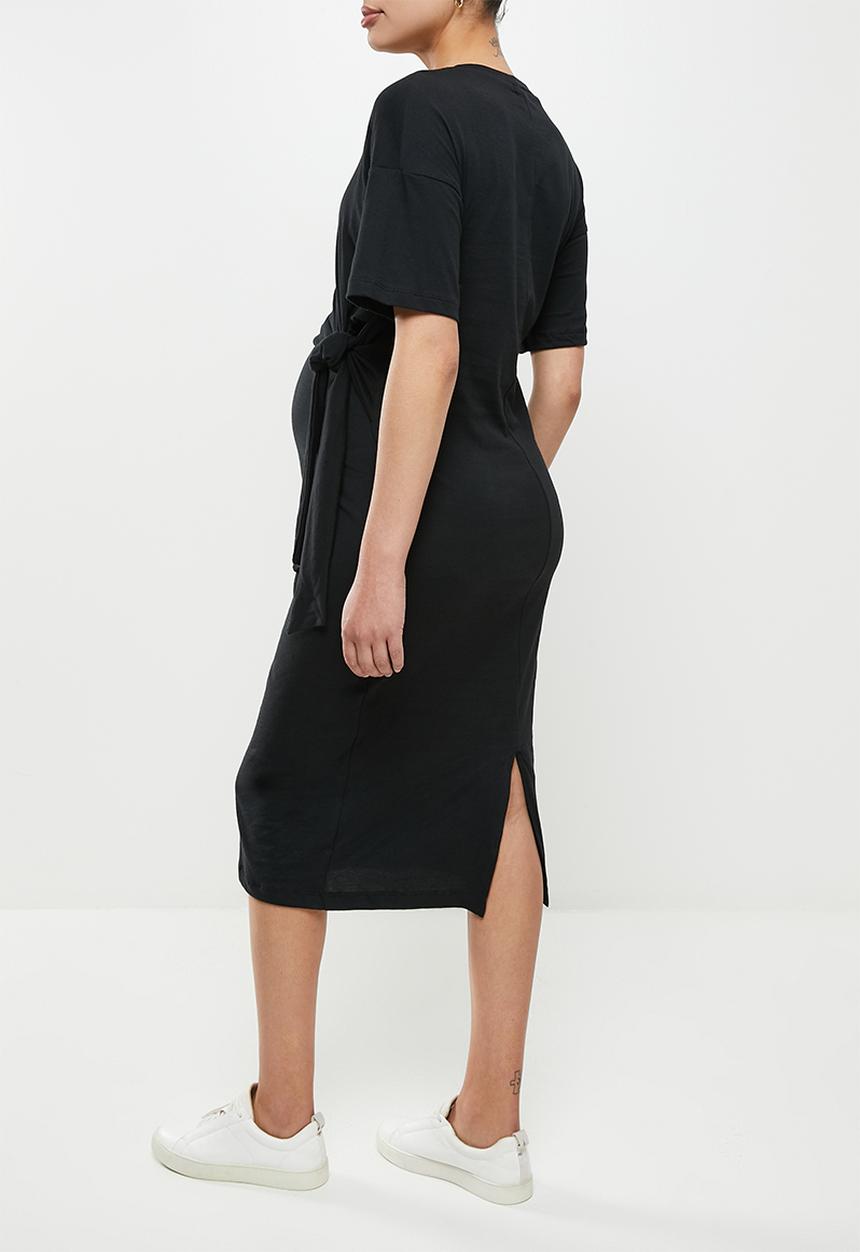 edit Maternity - Maternity knot front column dress - black