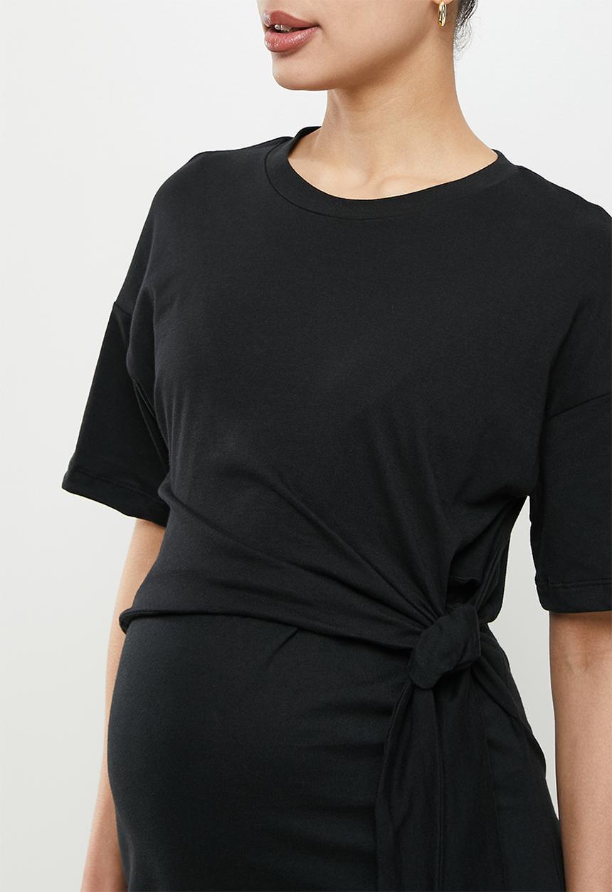 edit Maternity - Maternity knot front column dress - black