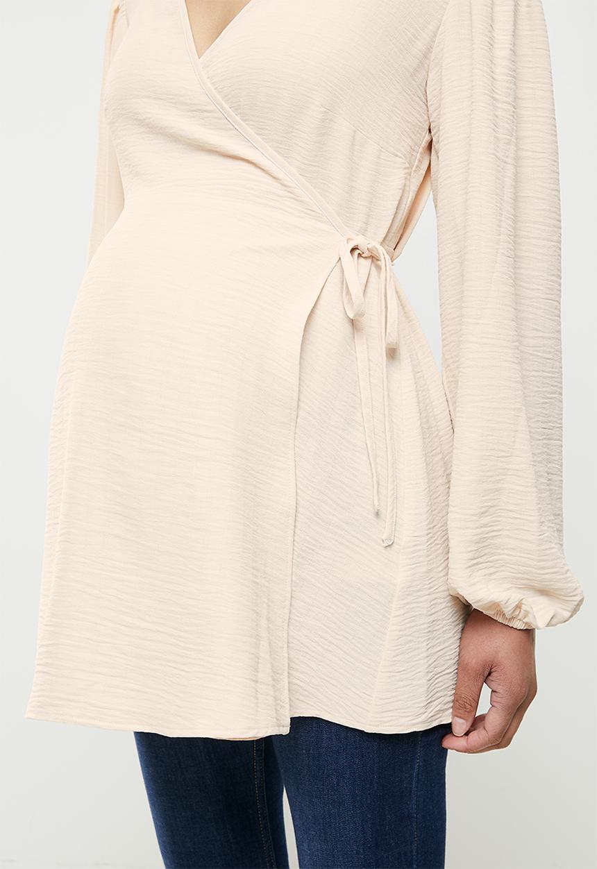 edit Maternity - Wrap satin blouse - white swan