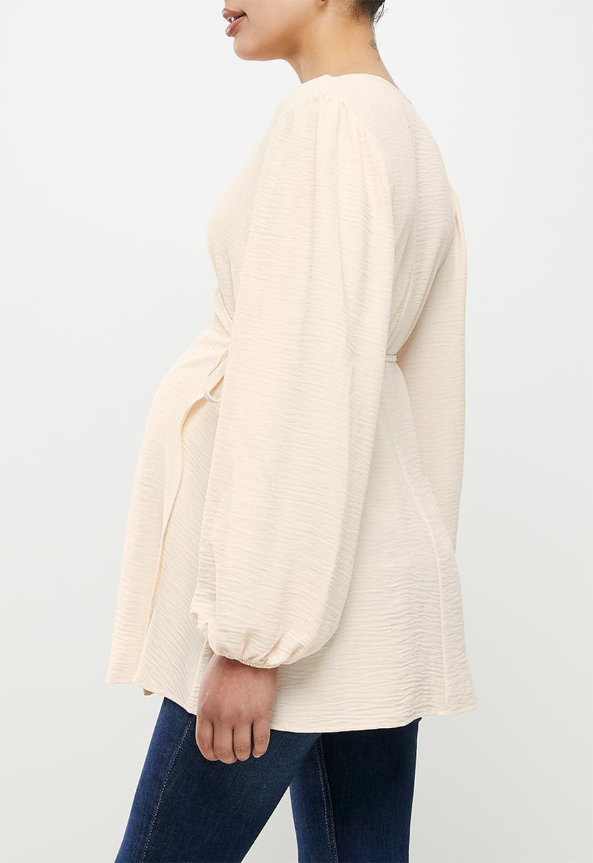 edit Maternity - Wrap satin blouse - white swan