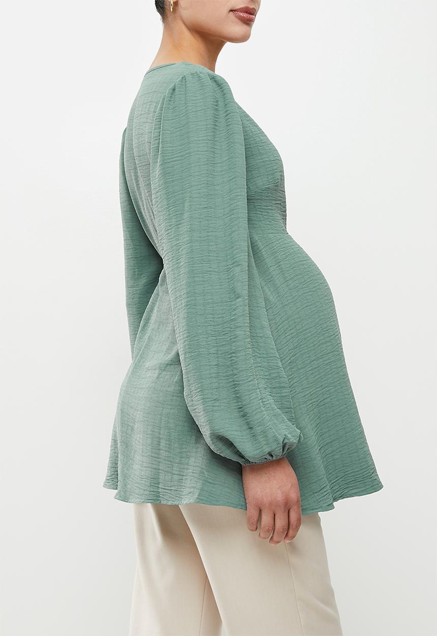 edit Maternity - Wrap satin blouse - frosty green