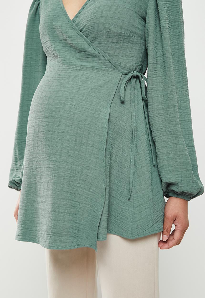 edit Maternity - Wrap satin blouse - frosty green