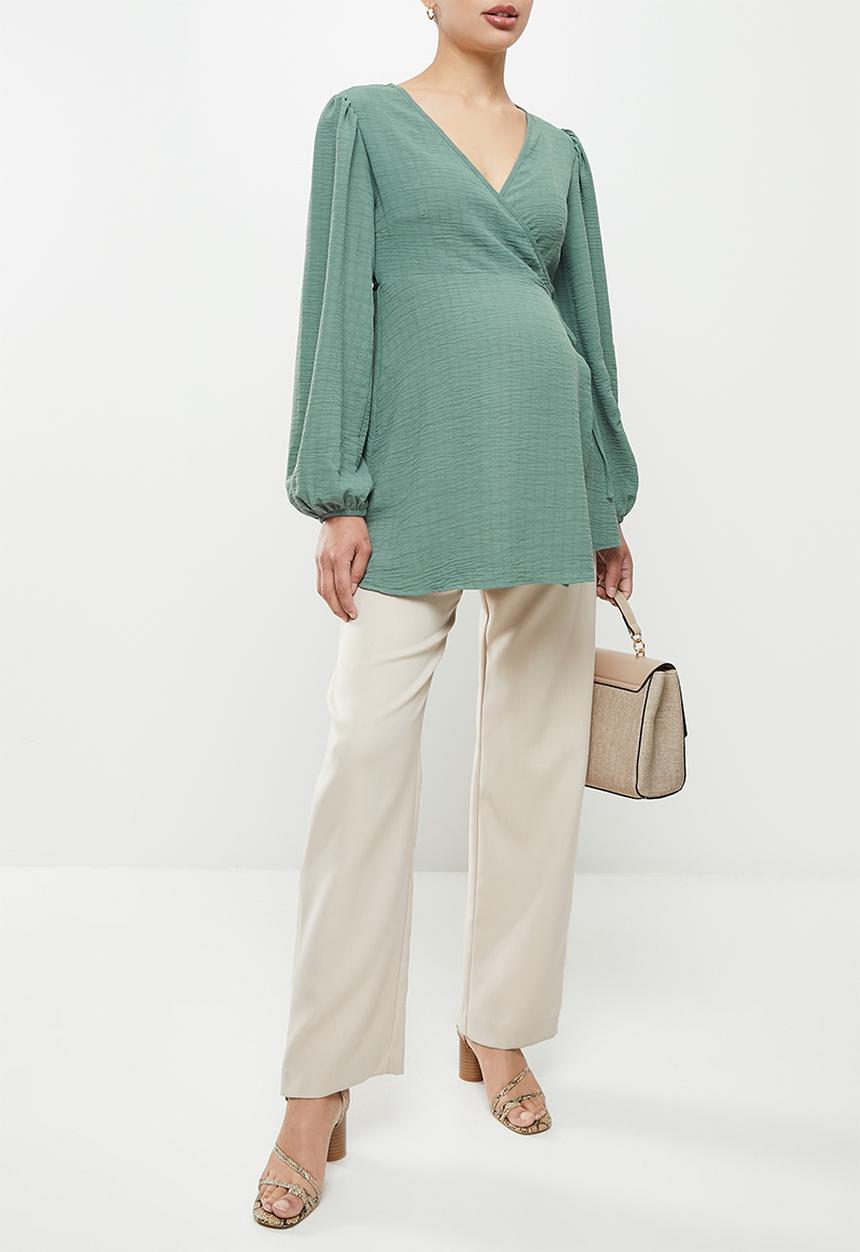 edit Maternity - Wrap satin blouse - frosty green