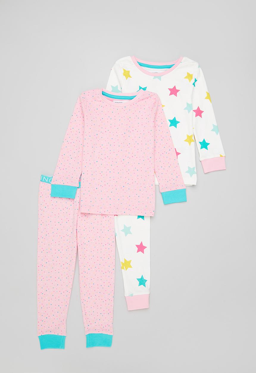 MINOTI - 2 pack spot & stars  pyjama set - pink 