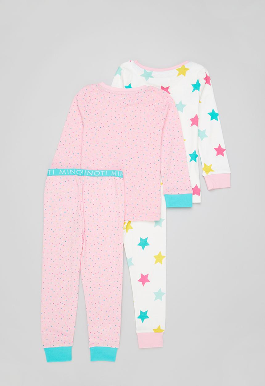 MINOTI - 2 pack spot & stars  pyjama set - pink 