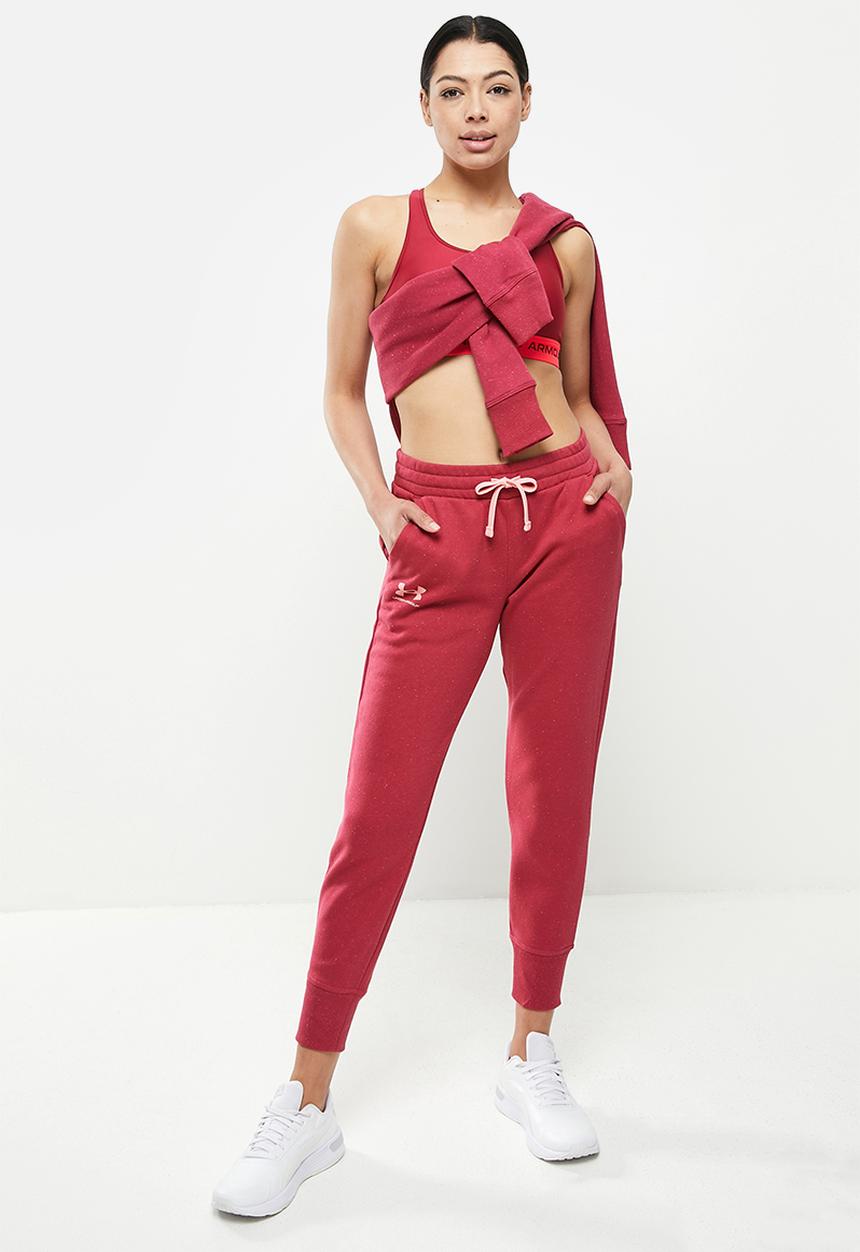 Under Armour - Rival fleece joggers - black rose & posh pink
