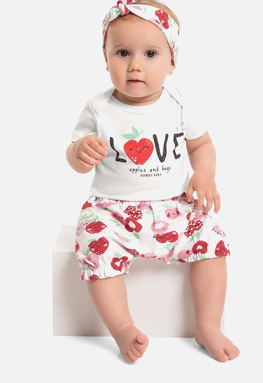 Quimby - Bodysuit, shorts and headband set - white