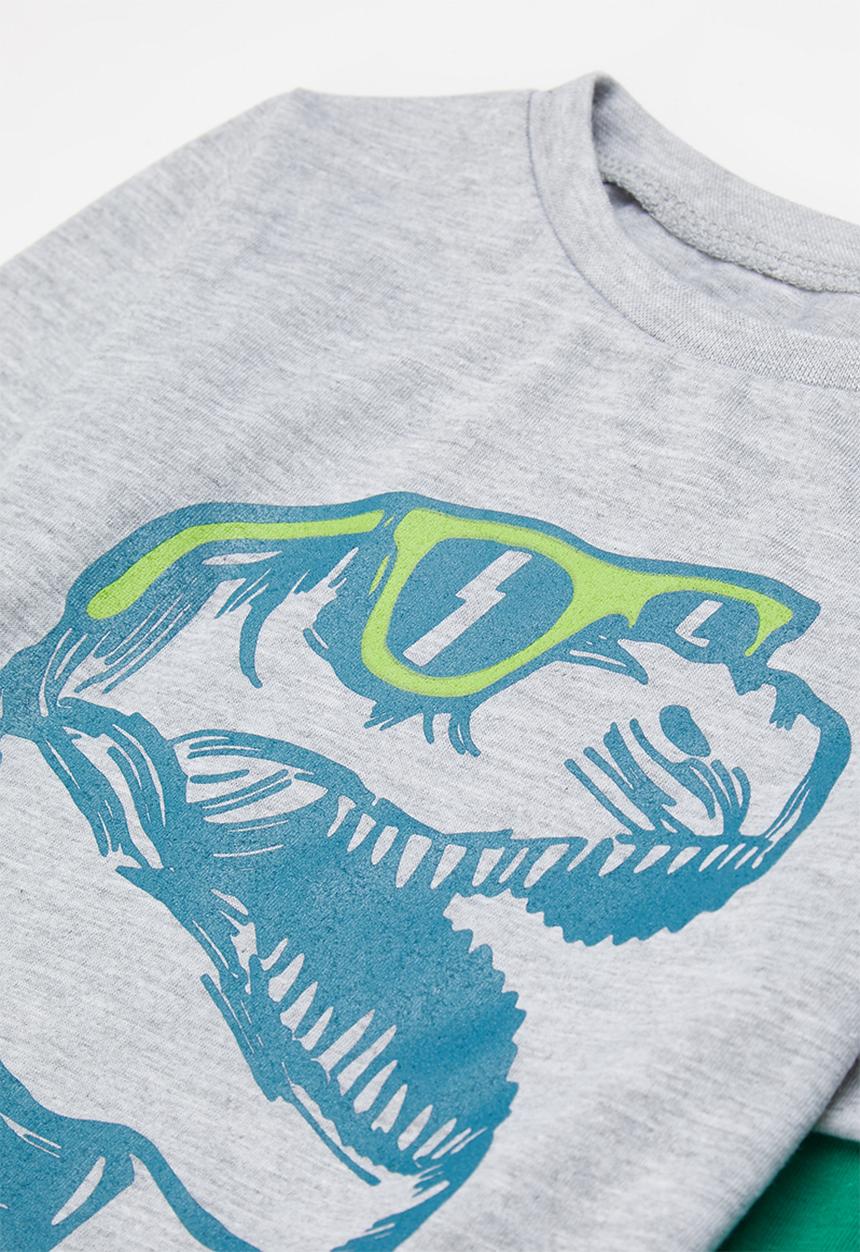 Pop Candy - Graphic tee - light grey mel & teal