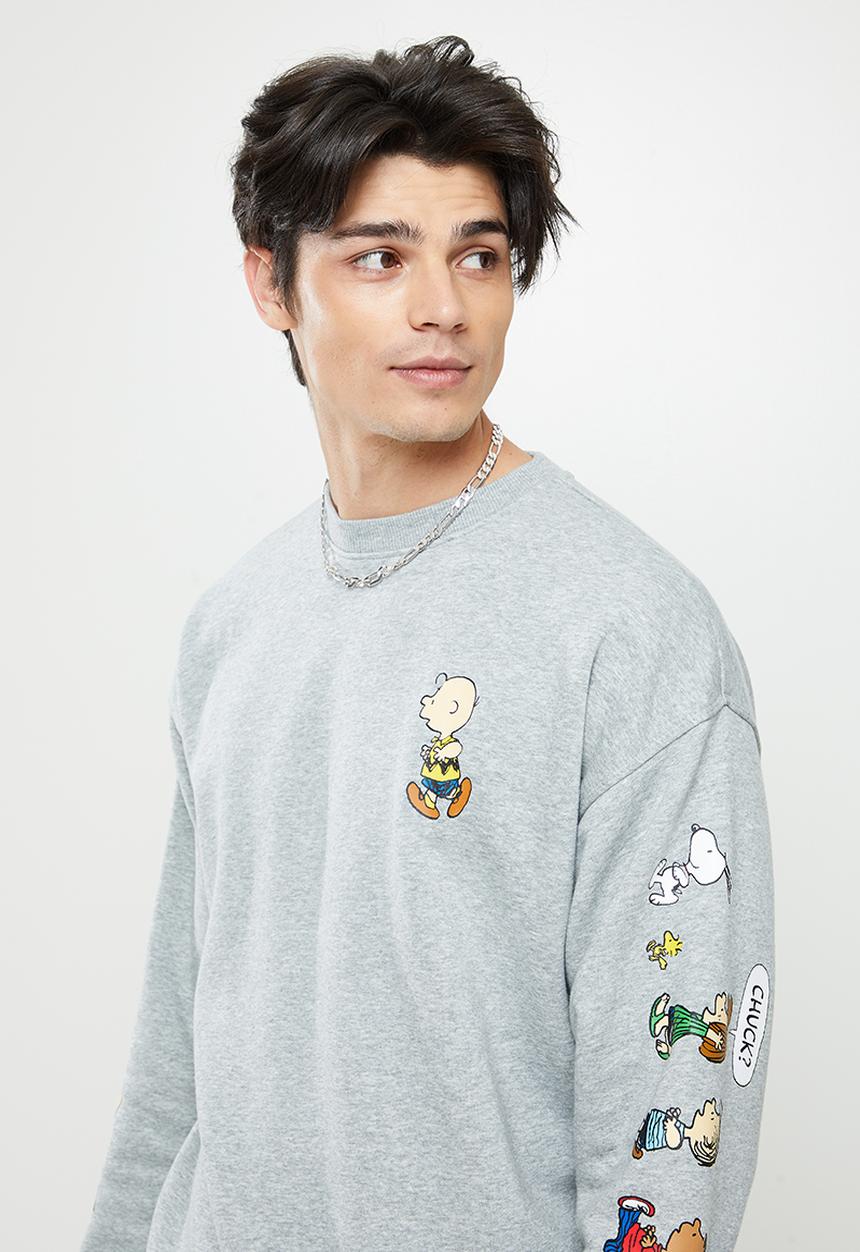 Converse - Converse x peanuts fleece crew - vintage grey heather