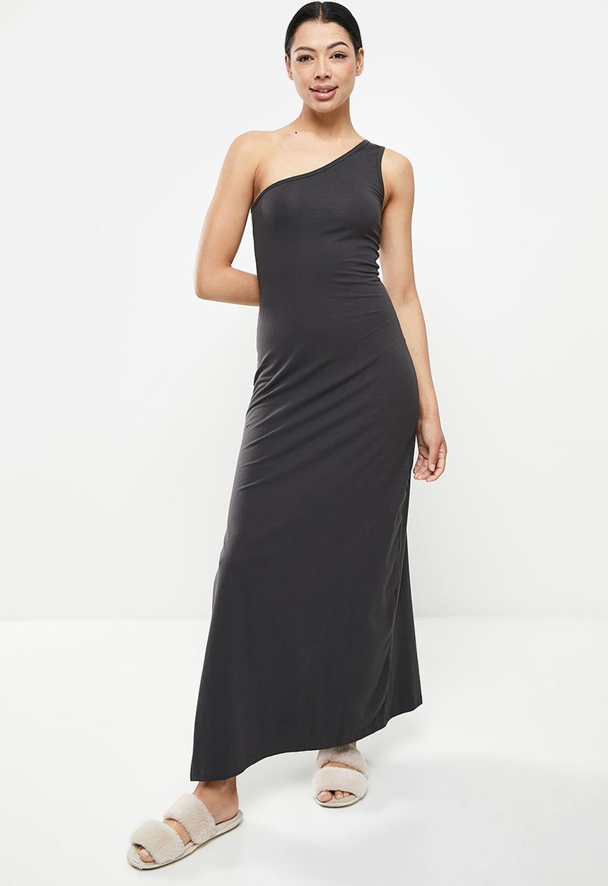 STRONG by T-Shirt Bed Co. - Morden maxi cold shoulder - deep charcoal