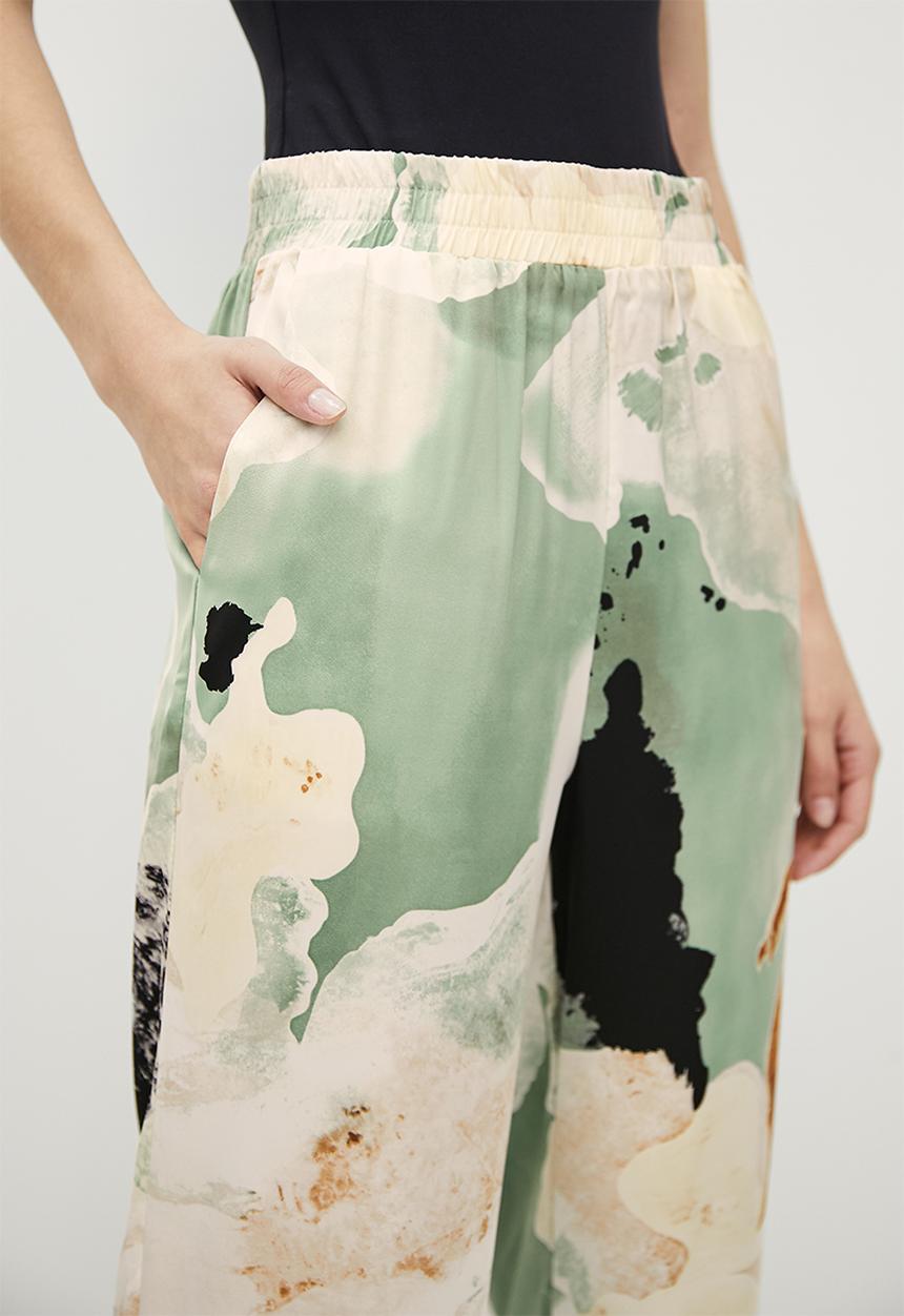 VELVET - Printed wide leg pant - marble print