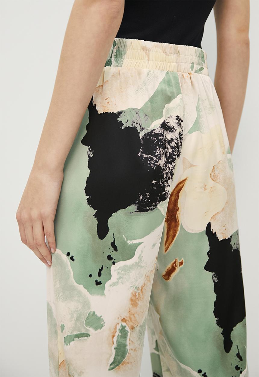 VELVET - Printed wide leg pant - marble print