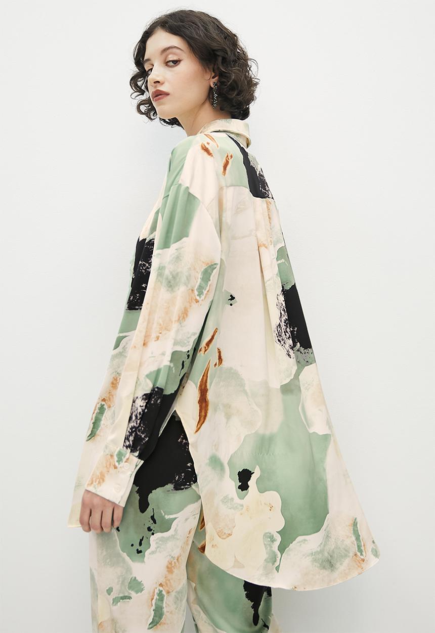 VELVET - Printed button through shirt - marble print