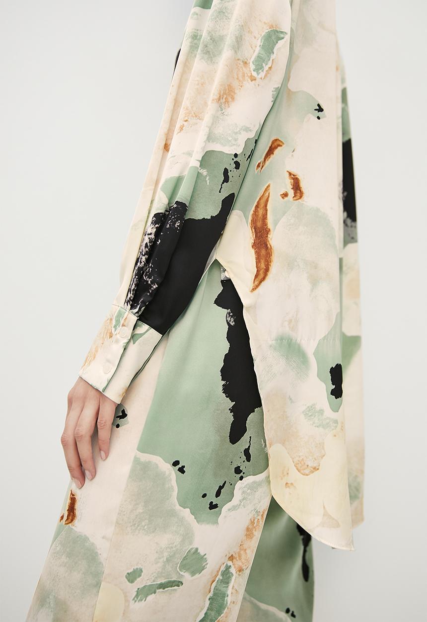 VELVET - Printed button through shirt - marble print
